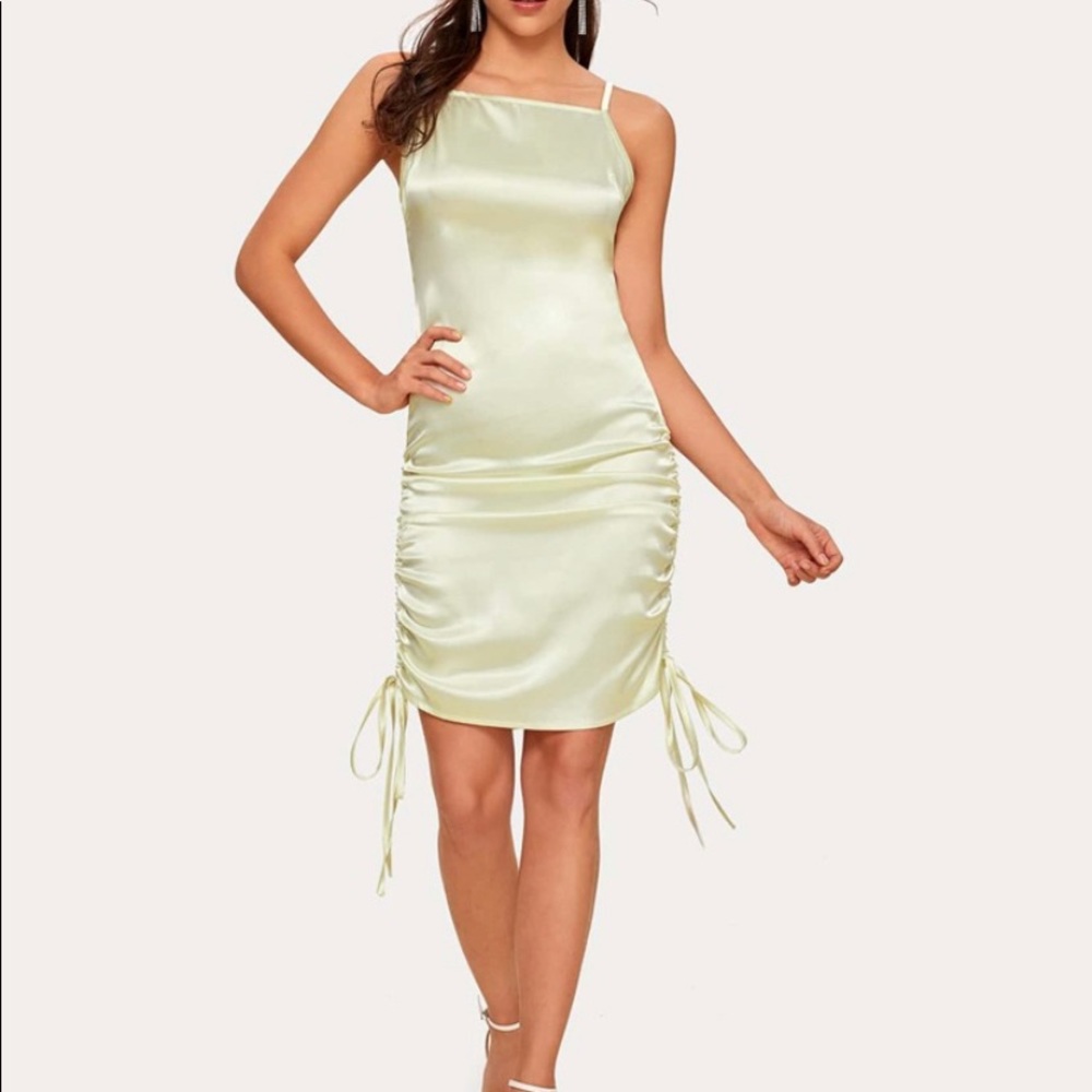 silk baby green dress